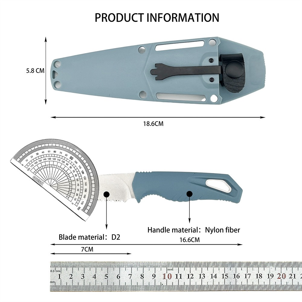 D2 Steel Fixed Blade Straight  - Edc Fixed Blade Deep Carry recensie en prijs